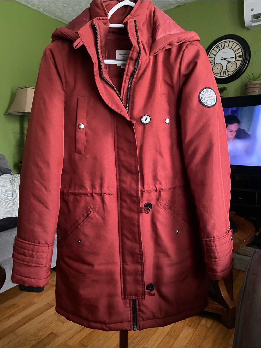 Vero Moda Women's Brick Red Hooded Puffer Coat